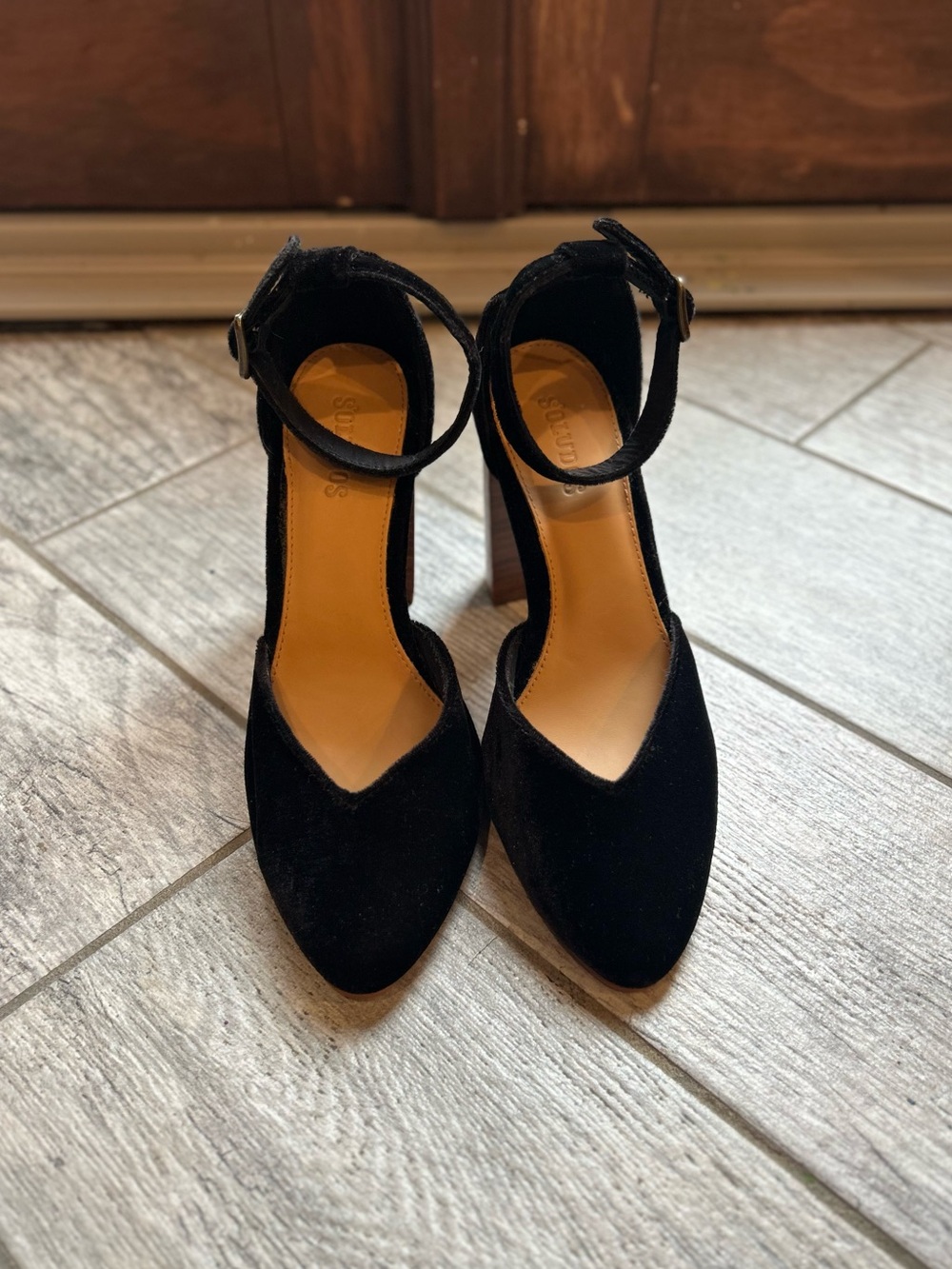 Soludos x Anthropologie Black Ankle Strap Block Heels, Women’s Size 6.5 - Picture 2 of 6